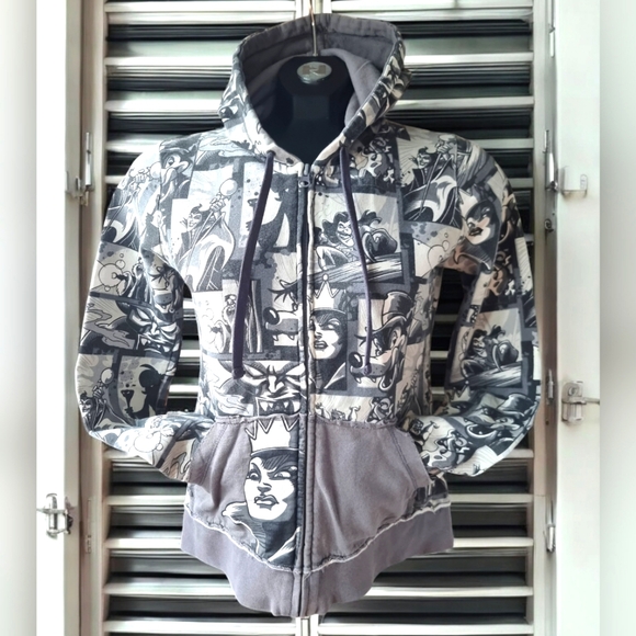 Disney Parks Comic Book Villains Takeover Hoodie Full-Zip Sweatshirt Youth Sz S - Picture 1 of 11